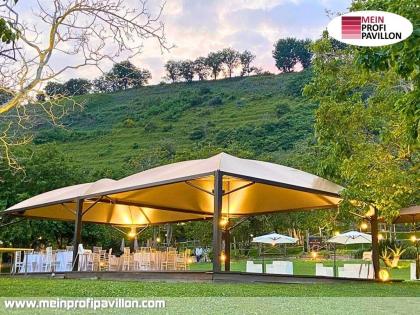 Pavillon 5x6 Überdachung Pagodenzelt Festzelt Pvc Terrassendach Pergola Terrasse